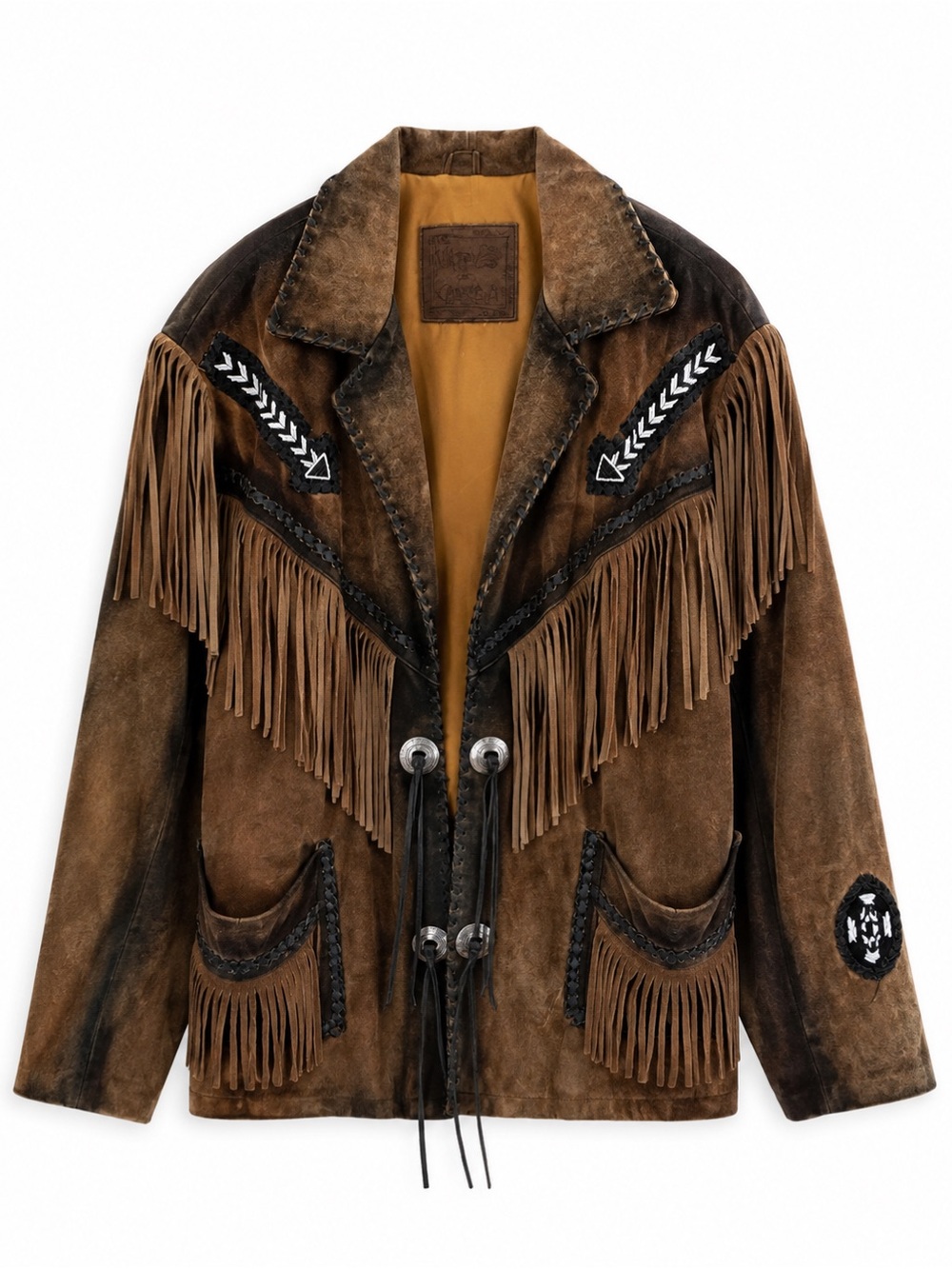 Men's Brown indigenous made Suede Fringe Jacket
